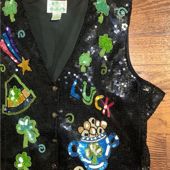 The Quacker Factory • Size 1X-Large • Black/Green• Sequins • Irish Charm • Vest - Picture 7 of 11